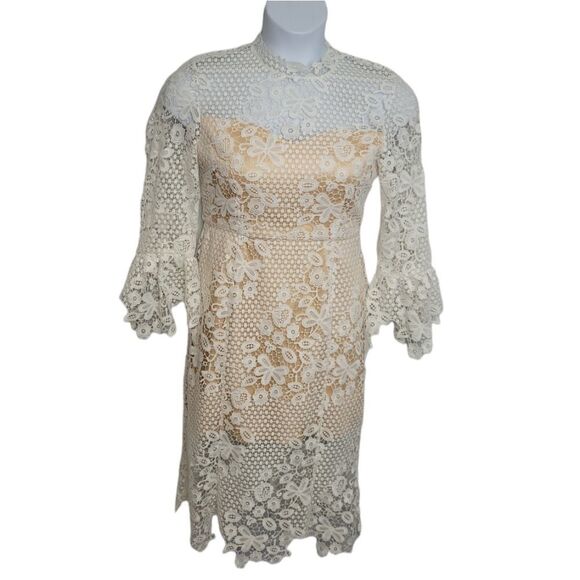FREE PEOPLE dress‎ La Spezia white floral crochet lace bridal M - Picture 4 of 15